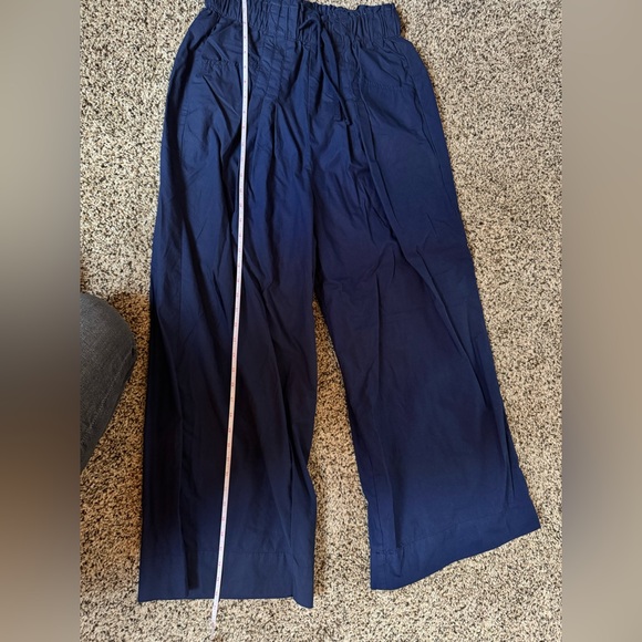 Anthropologie Maeve Pants Women Utility Wide Leg Blue Trousers Preppy - Picture 7 of 12